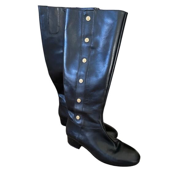 Nine West Oreyan Tall Black Leather Riding Boots Gold Button Details US Size 8.5 - Picture 10 of 10